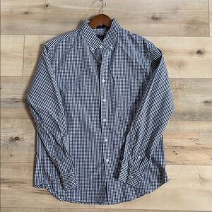 J. Crew Men's Navy and White Gingham Shirt